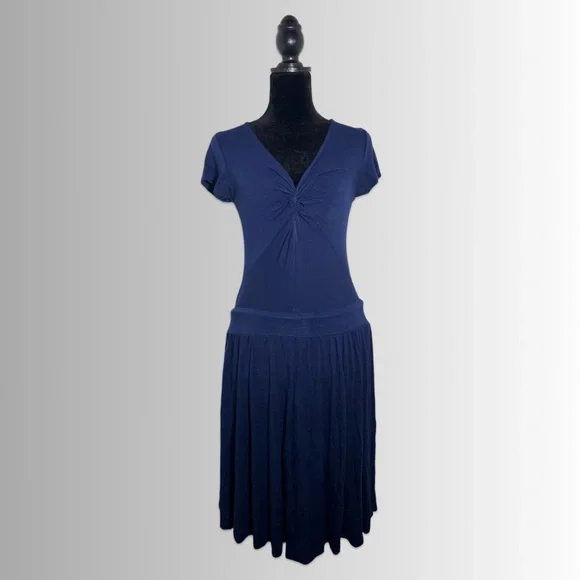 Anthropologie Dolan Ataya Twist Short Sleeve Navy Blue T-Shirt Dress, Size Small - Picture 2 of 7